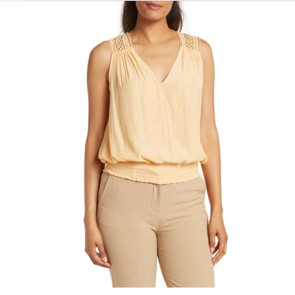 NEW Ramy Brook Reese Crochet Shoulder Blouson Tank Top - Size Small